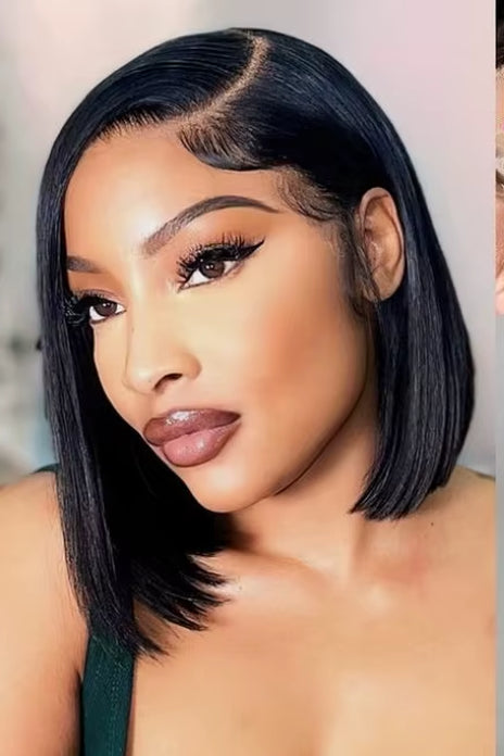 Super Hot Sale 12A Double Drawn Jet Black Short Straight Bob Vietnamese Human Hair Bone Straight Bob Wig SDD 200% High Density