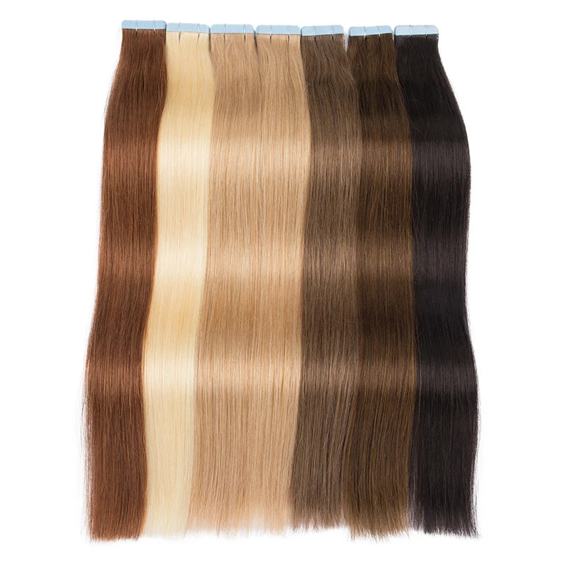 Straight Tape in Human Hair Extension 20pcs 100% Human Remy Hair Extensions Natural Tapes in Human Fusion Hair Ombre Blonde 613#